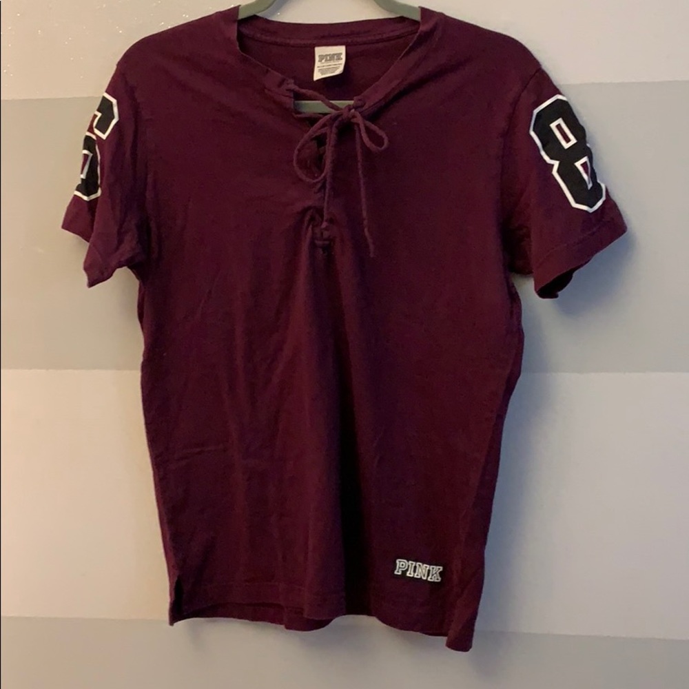 Victoria’s Secret PINK Burgundy Short Sleeve Shirt